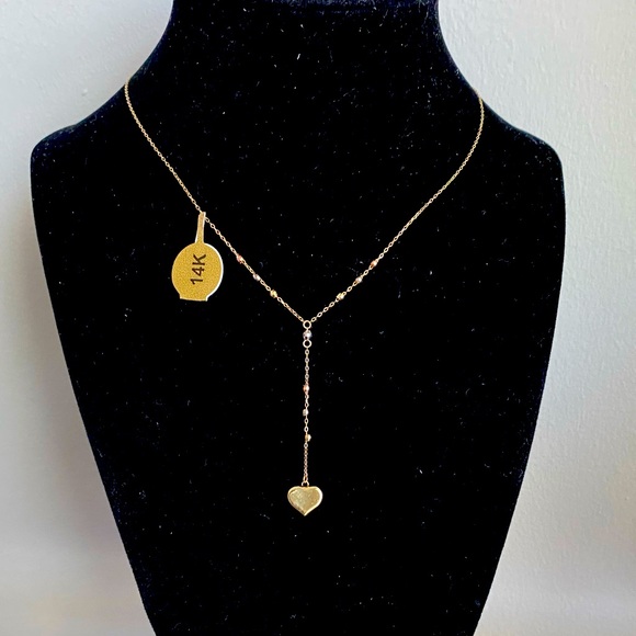 Kawai Gemstones Jewelry - 14k Gold Heart Y Necklace